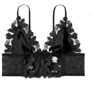 Victoria’s Secret Black Satin Floral Embroidered Bralette